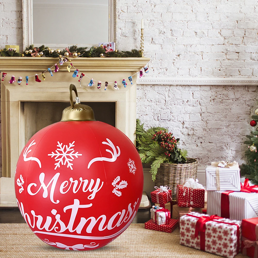 60cm Giant Atmosphere Ball PVC Glow Christmas Tree Hanging Ornament with Light Waterproof Home Garden New Year Party Decoration