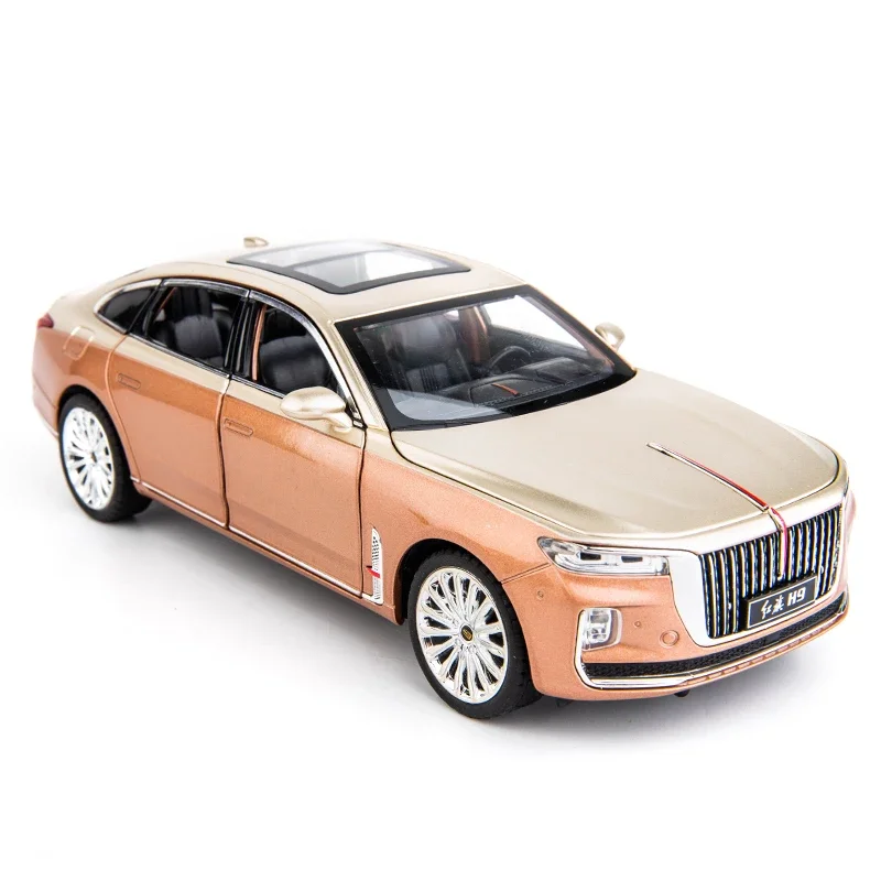 1:24 hongqi h9 carro de luxo liga diecasts & veículos de brinquedo metal modelo de carro de brinquedo som e luz puxar para trás coleção crianças brinquedo