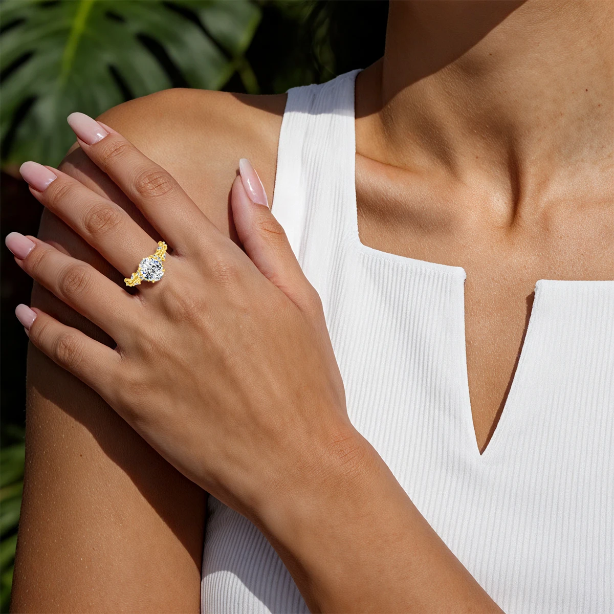925 Sterling Silber Gedrehter Weinrebenring mit 2 Karat Oval Geschliffenem Moissanit, Brautschmuck, Damen Ehering, Verlobungsgeschenk – Detail 8