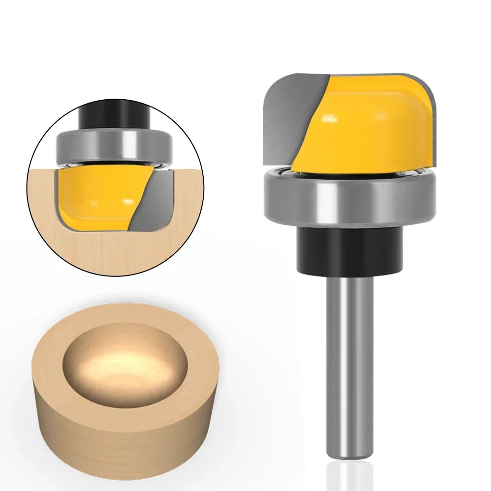 

1-1/8 Diameter Bowl Tray Round Nose Linear Milling Cutter with Bearing Router Bits for Wood 6/6.35/8mm Shank Woodworking Tools