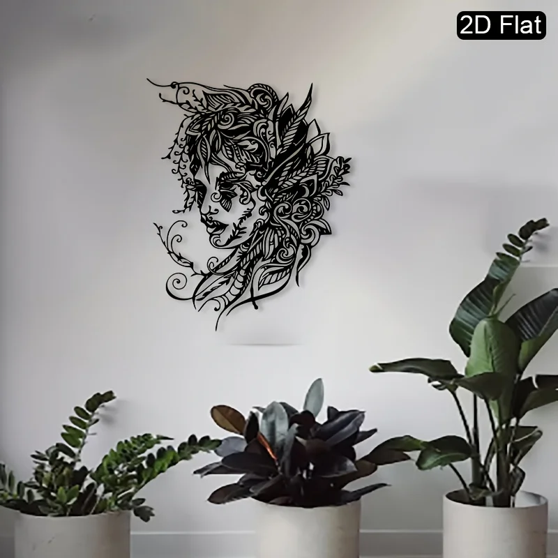 Enchanted Dryad Metal Wall Art Handcrafted Iron Floral Nymph Rustproof Indoor Outdoor Bedroom Studio Ornament Decor