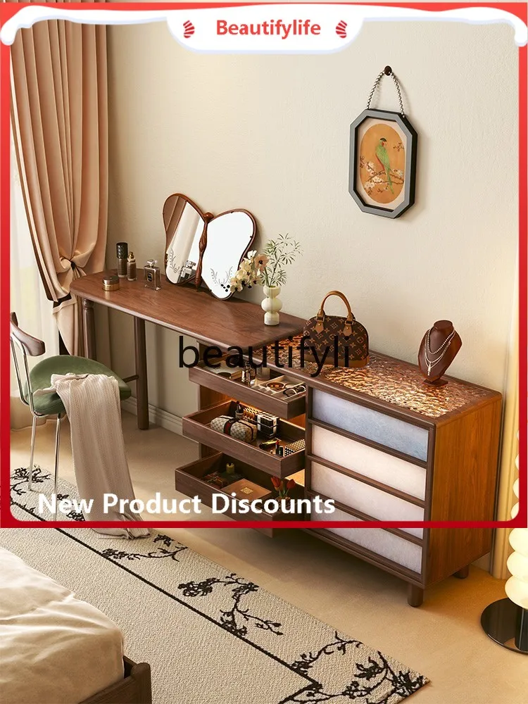 J45 Dressing Table and Chest of Drawers Integrated Black Walnut Solid Wood Bedroom New Model Extendable Makeup Table