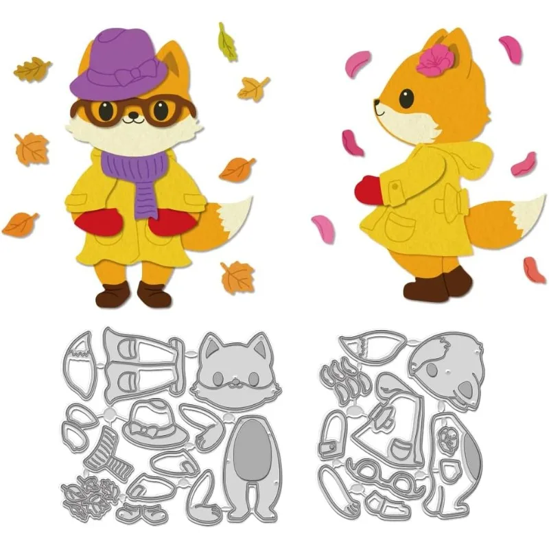 

2 шт., трафареты из углеродистой стали с лисьими и осенними лепестками