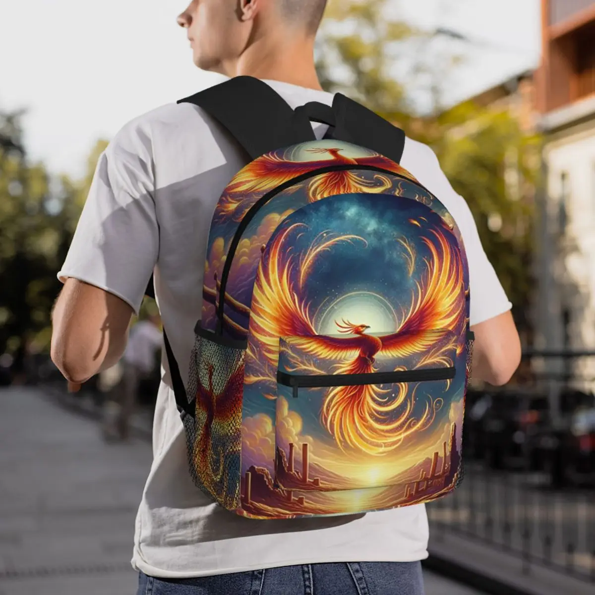 Phoenix Mythical Bird With Fiery Wings Backpack Student BookBag Kids School Bag Laptop Shoulder Bags for Men Women