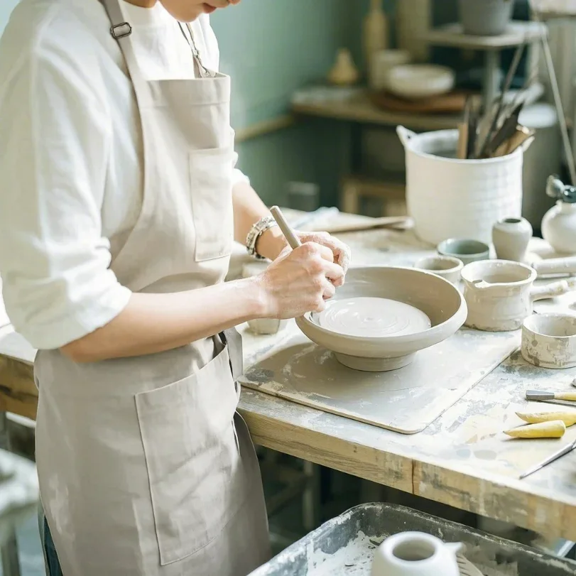 Pottery Split Leg Apron Long Making Ceramic Apron with 3 Pockets for Men and Women Long Artist Apron wholesale