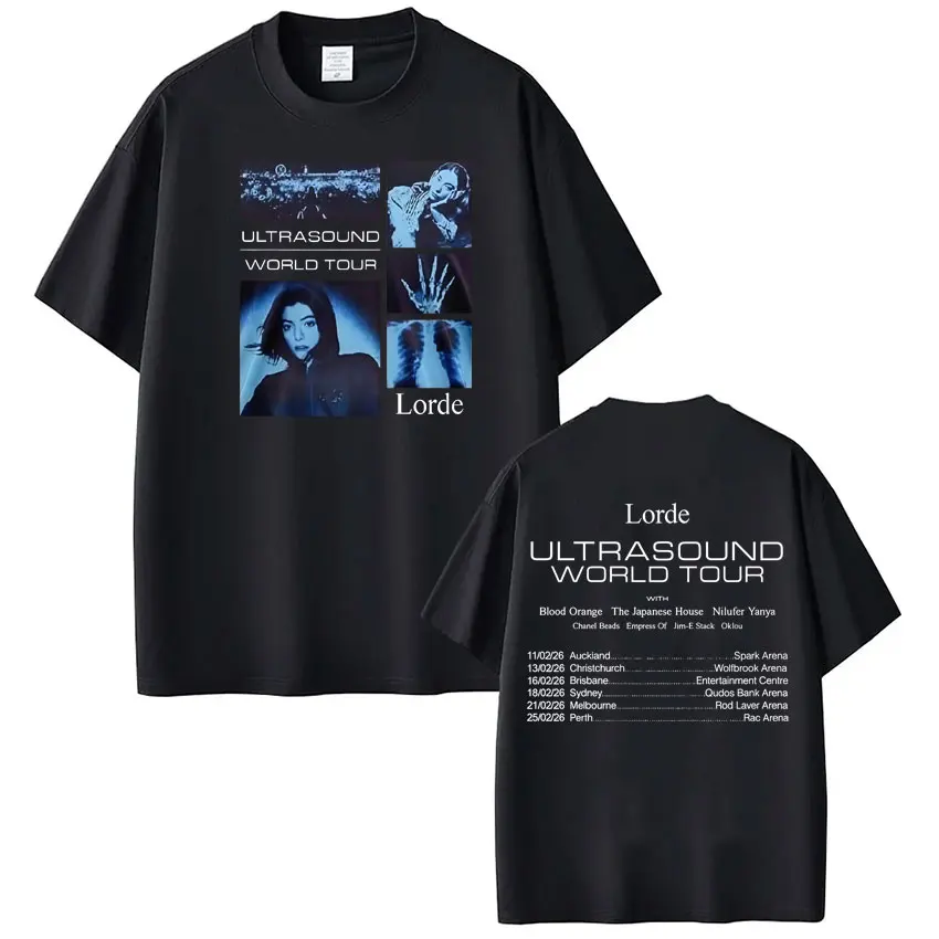

Футболка Lorde Ultrasound World Tour 2026, женская и мужская, эстетичная, повседневная, с коротким рукавом, свободного кроя, в стиле ретро, высококачественная