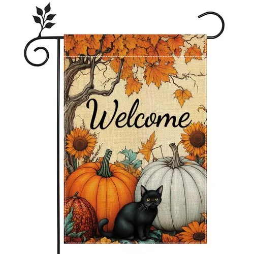 Garden Flag 12x18 Inch Double Sided Burlap Autumn Thanksgiving Maple Leaf YYZ