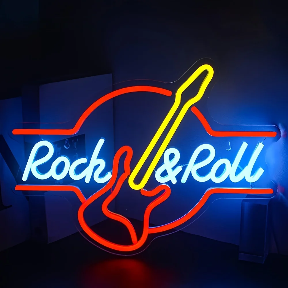 

Неоновая вывеска в стиле рок-н-ролл с гитарой, светодиодное настенное крепление, неоновая вывеска в форме гитары для музыкальных фестивалей, музыкальных баров, живых концертов
