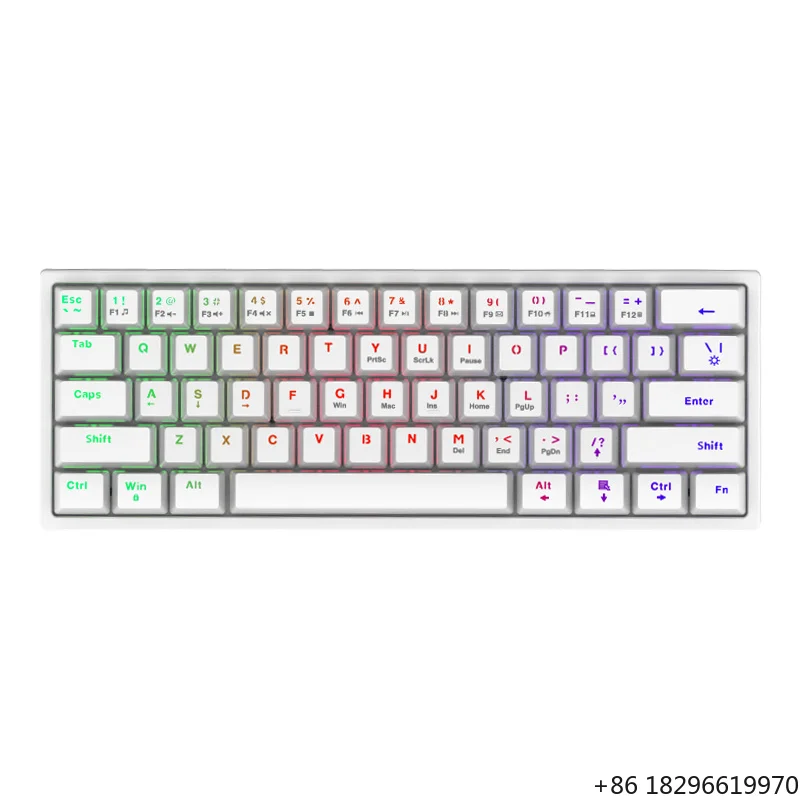 Factory Wired OEM 61‑Key Mini Blue Switch Mechanical Gaming Keyboard Custom 60% Detached LED Backlit Mechanical Gaming Keyboard