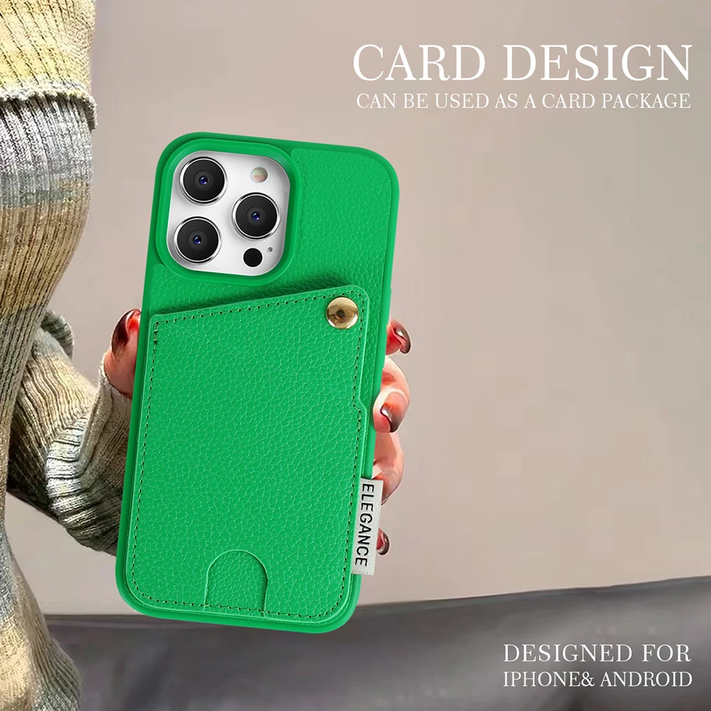 Fashion Card Bag Anti drop PU Leather Stand Phone Case Cover Suitable for Apple iPhone 15 14 13 12 Pro Max Plus