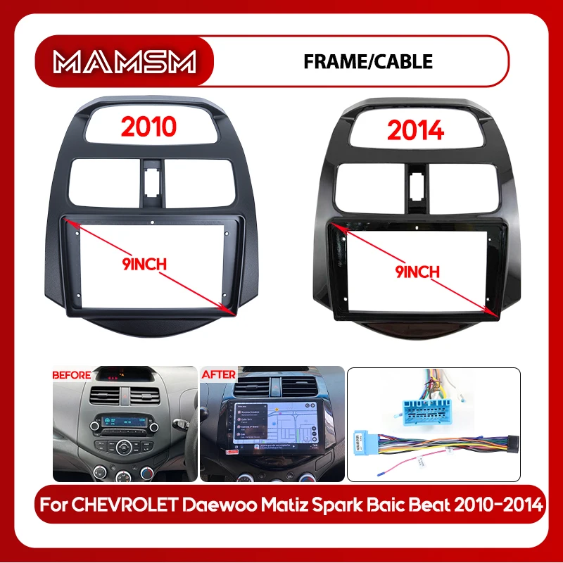 MAMSM 9inch For CHEVROLET 2010-2014 Daewoo Matiz Spark Baic Beat Car Frame Fascia Adapter Android Radio Dash Fitting Panel Kit