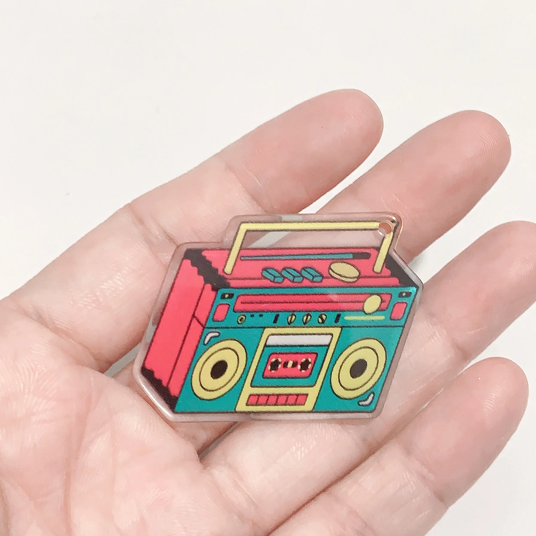 1PC 80‘s 90’s Memories Acrylic Charm Epoxy Record Cassette Tape Files Games Console Pendant For Earring DIY Accessories Making