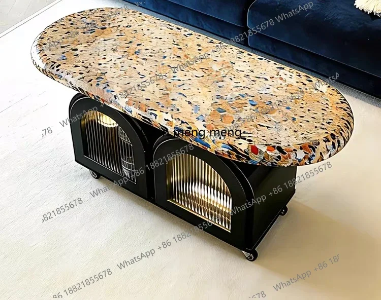 z183 Living room household light luxury high sense removable cream wind oval coffee table 2026