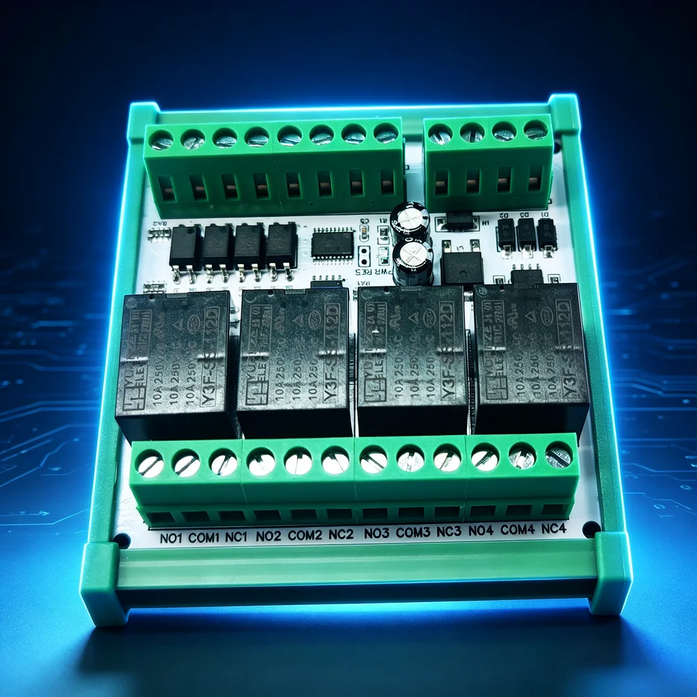 4DI-4DO Modbus RS485 Remote IO Expansion Board Pulse Counter Relay Module Monitor Jogging Self locking Interlock Delay