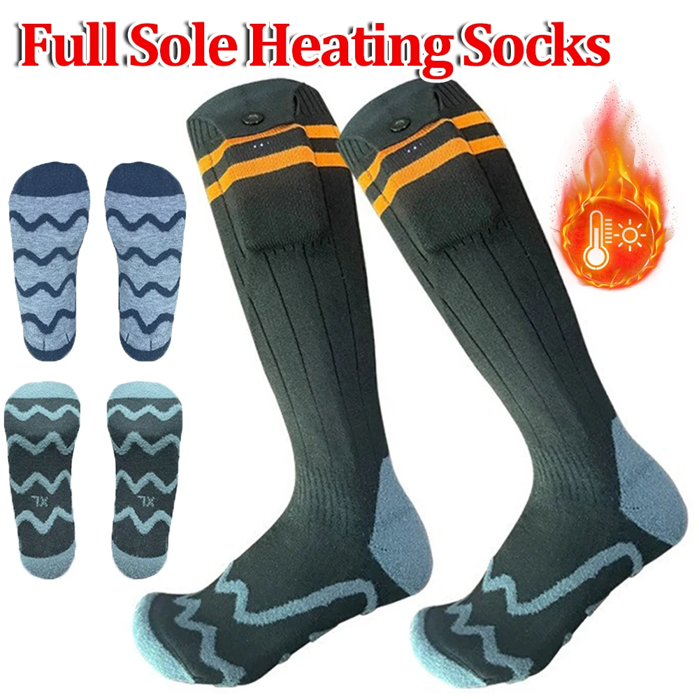 Heated Socks Winter Warm Snowmobile Skiing Heated Socks With Battery Case Outdoor Sport Thermal Heated Foot Warmer Ski Sports