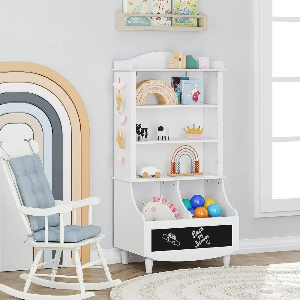 Kinderspiel zeug aufbewahrung mit Bücherregal, Kinder bücherregal mit Tafel und Cubbies, offenem Kinderbuch regal und Spielzeug organisator schrank