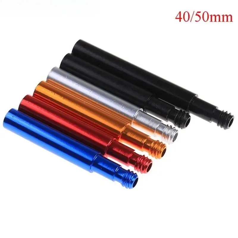 6PCS 40/50mm Aluminum Presta Valve Extenders French Valve Stem Adapters with Caps Cores for Deep Rim Bike Wheels