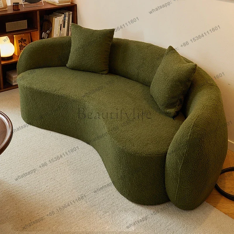 LSNordic Living Room Lamb Fleece Sofa Modern Design Beauty Salon Clothing Store Lounge Office Sofa Business Office Furniture FYO