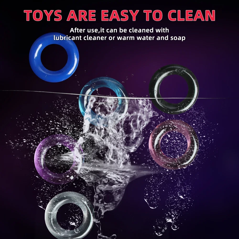 6 قطعة خاتم الديك للرجال تأخير القذف سيليكون القضيب الدائري مجموعة منتجات للبالغين خواتم الذكور دائم الانتصاب الجنس لعب للزوجين #6