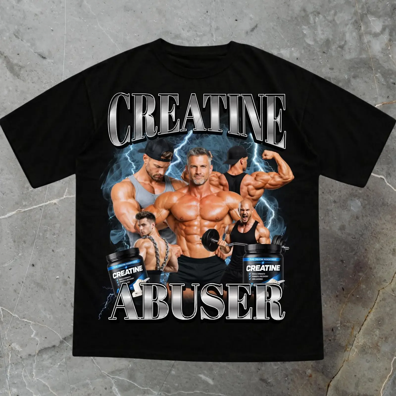 Creatine Abuser Funny Gym Meme T Shirt Rat Sarcastic Workout Gen Z Fitness Gag Casual Top vintage Washed Comfortable Versatile