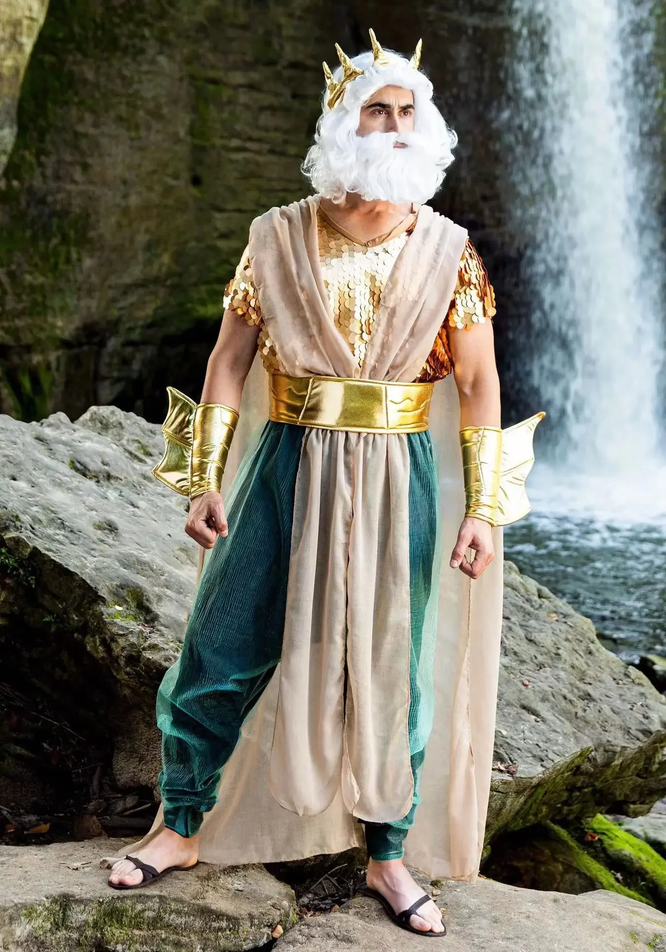 COSPLAY Bühnenaufführung Poseidon Luxus-Seegott für Erwachsene, Meerdämon, Drachenkönig, mythischer Charakter, Zeus, verkleidet in Kleidung