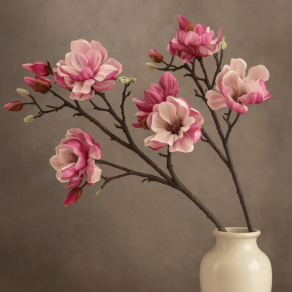 

Real Touch Artificial Magnolia Branch Handmade EVA Artificial Orchid Flowers Realistic Simulation Big Magnolia Mother's Day Gift
