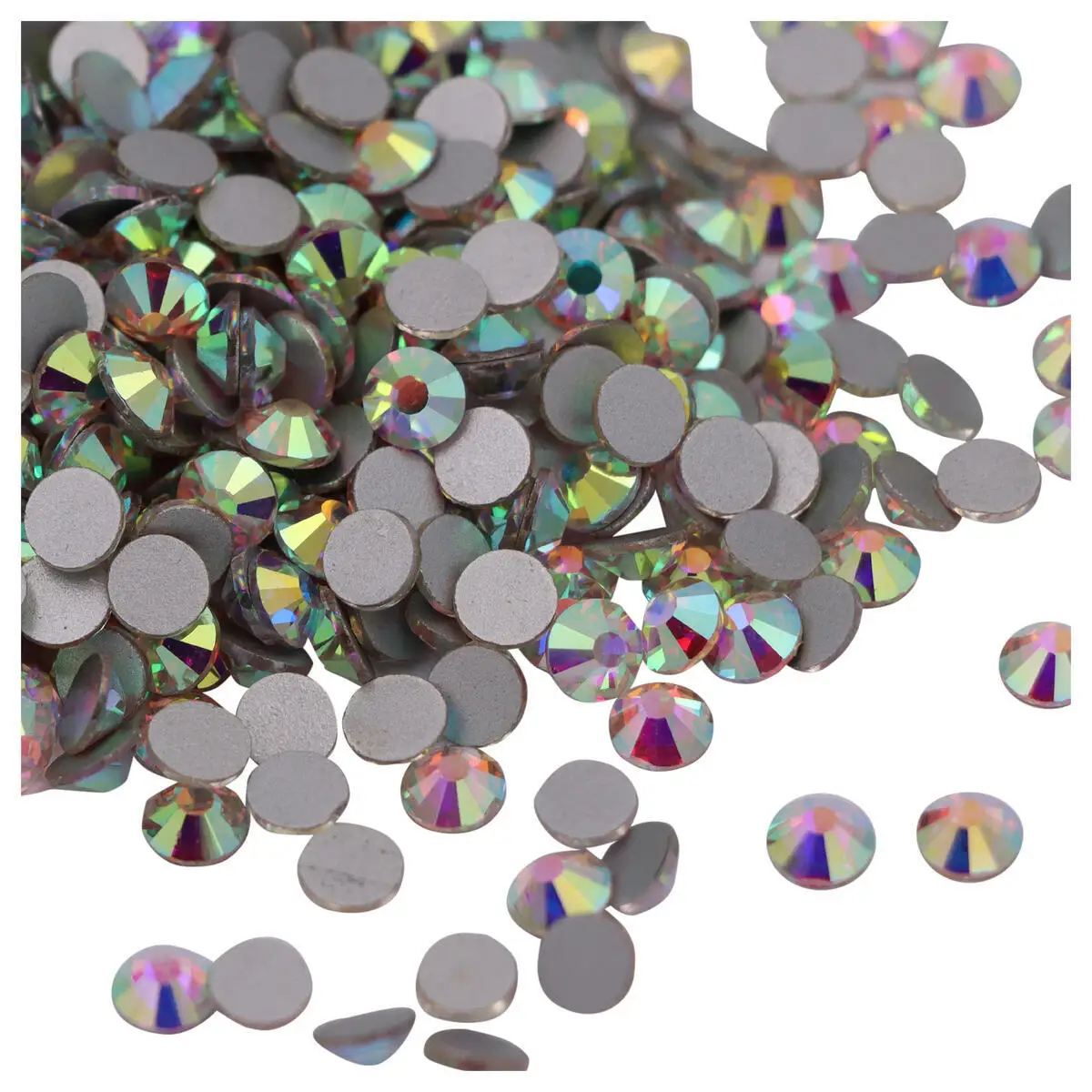 

SS3-SS50 White AB Glue On Non Hotfix Rhinestones / Flat Back Crystals Stones For Garment 3D Nail Art