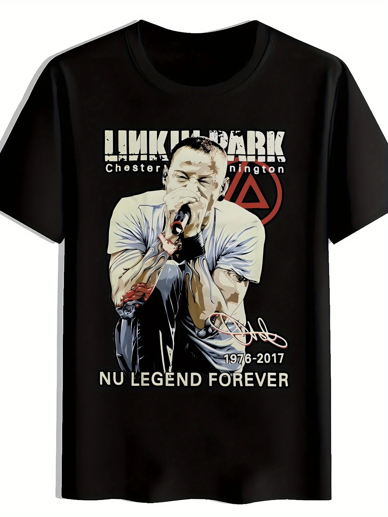 تي شيرت ريترو روك باند جرافيك للرجال برقبة دائرية وأكمام قصيرة تي شيرت مع تصميم لينكين بارك "تشيرينغ لـ THE NU LEGEND FOREVER" #1