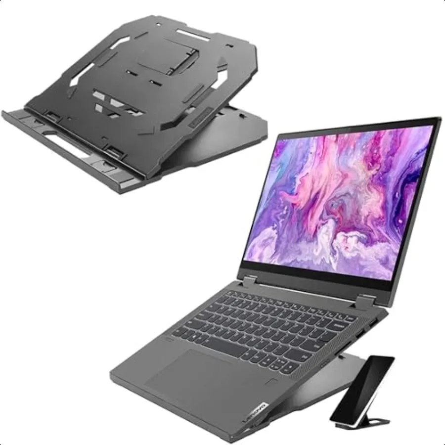 

2in1 Laptop Stand Adjustable Portable Foldable Ergonomic NonSlip Compatible with Laptops up to 15 and Cell Phones Ideal for Tra