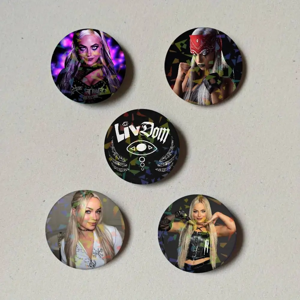 Wrestler L-Liv Morgan Laser Button Pins Backpack Clothing Decor Brooch Fiction Badge Jewelry Gifts