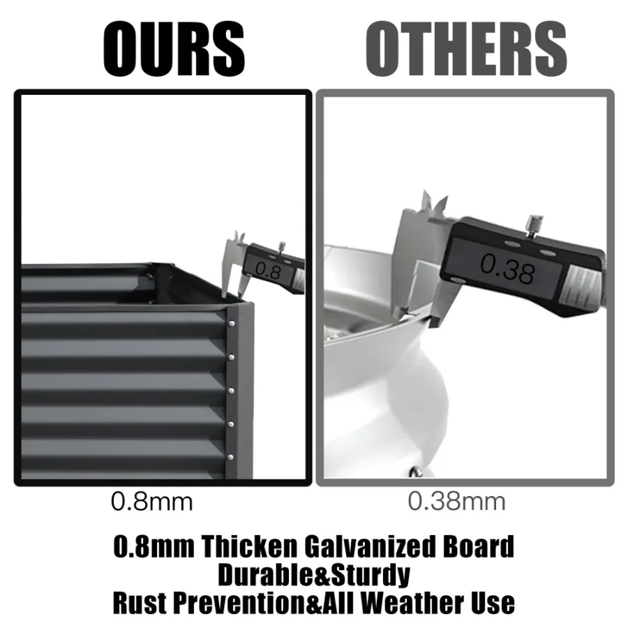 8x4x1 قدم المجلفن أثار سرير حديقة في الهواء الطلق زارع صناديق الحديقة صندوق زراعة معدني كبير لتدفق الخضروات والفواكه #4