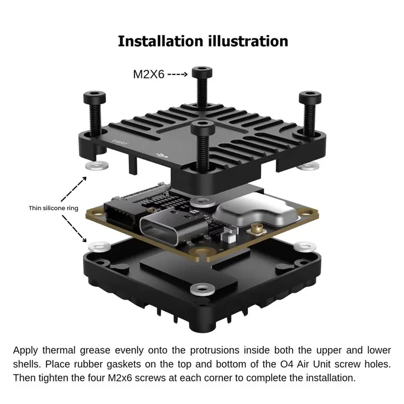 Lens Heatsink With Unit Case Aluminum Parts Wide-Angle 145° FOV For DJI O4 Air Camera VTX System
