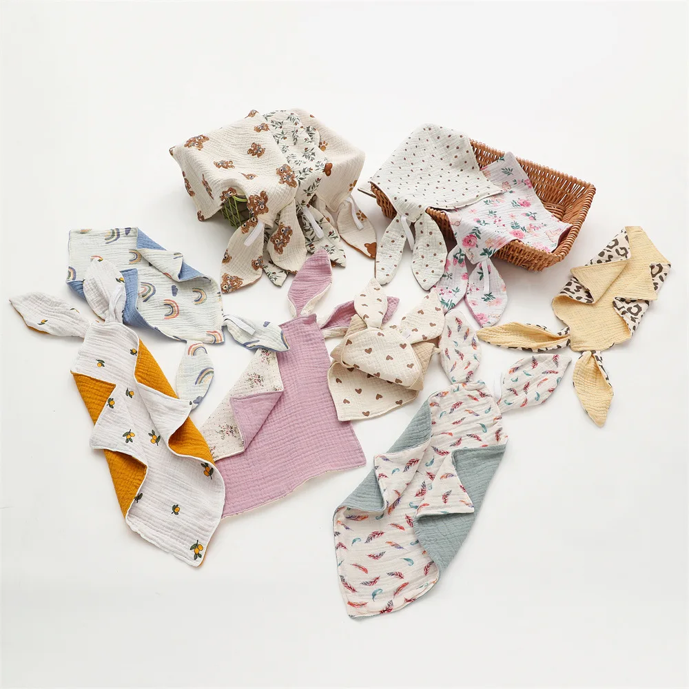 Bavoirs en mousseline pour nouveau-né, tissu pour roter, couette en coton, dessin animé, serviettes pour nourrissons, pour dormir, oreilles de lapin, accessoires pour bébés 3 Bavoirs en mousseline pour nouveau-né, tissu pour roter, couette en coton, dessin animé, serviettes pour nourrissons, pour dormir, oreilles de lapin, accessoires pour bébés 3