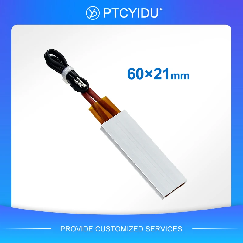 60x21mm 12V~220V Constant Temperature Ceramic PTC Heating Sheet Aluminum Shell Heating Plate 70~270℃ Electric Heater Accessorie
