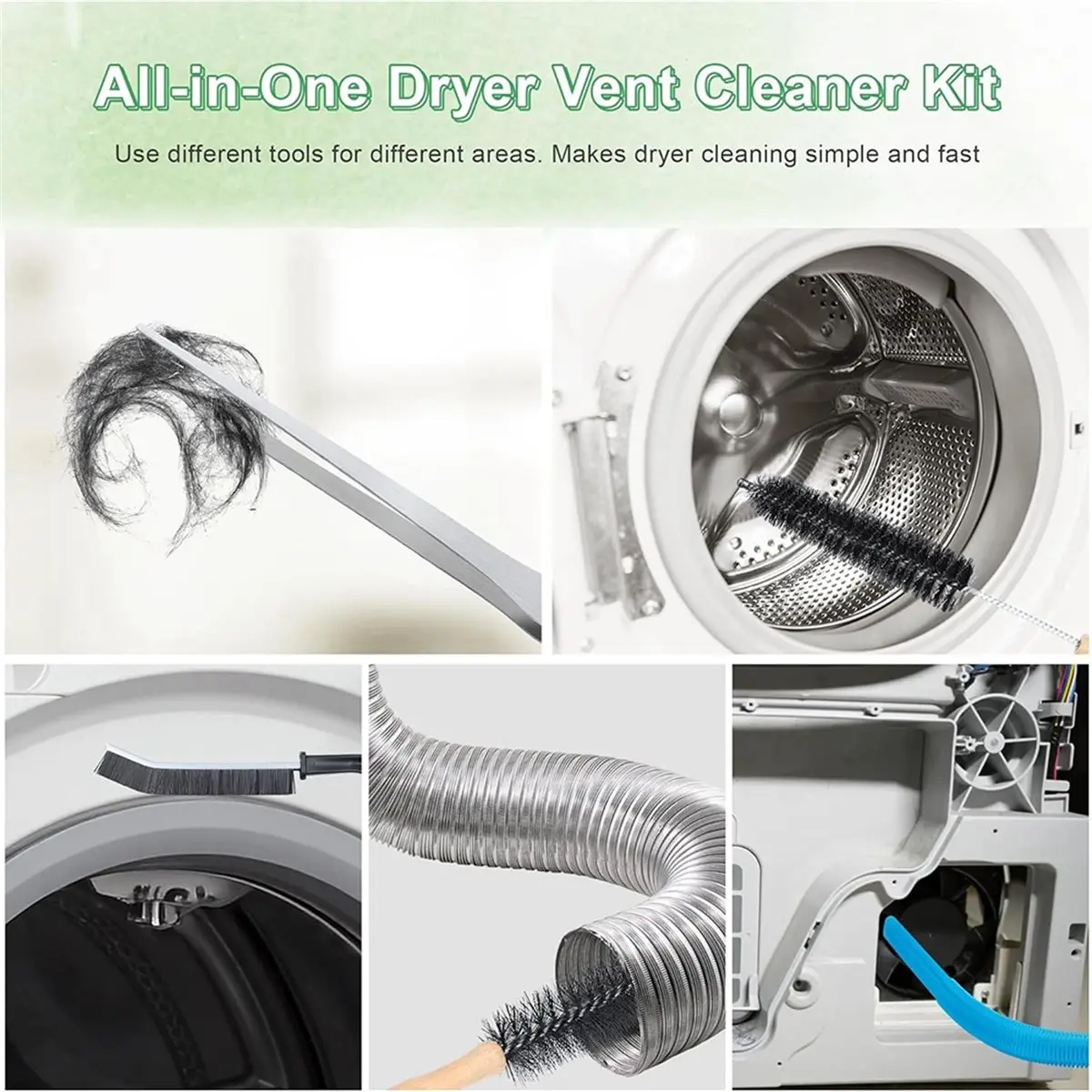 【TODAY-BUY】~@ Dryer Vent Cleaner Kit for Most Vacuum Cleaner,Universal Vacuum Attachment Lint Remover Brush Set