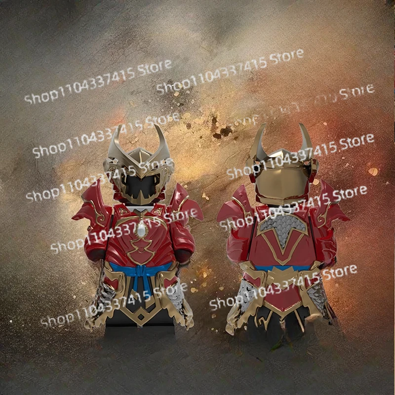 

MOC третья вечеринка мультфильм анимационная игра пять тигров Хуан Чжун доспехи новый продукт собранные строительные блоки кукла ручная роспись