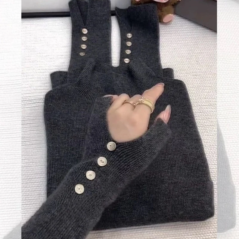 

MEXZT свитер с полуводолазкой, женские модные вязаные пуловеры с длинными рукавами, корейский серый трикотаж, осенне-зимний дизайн, джемперы, новинка