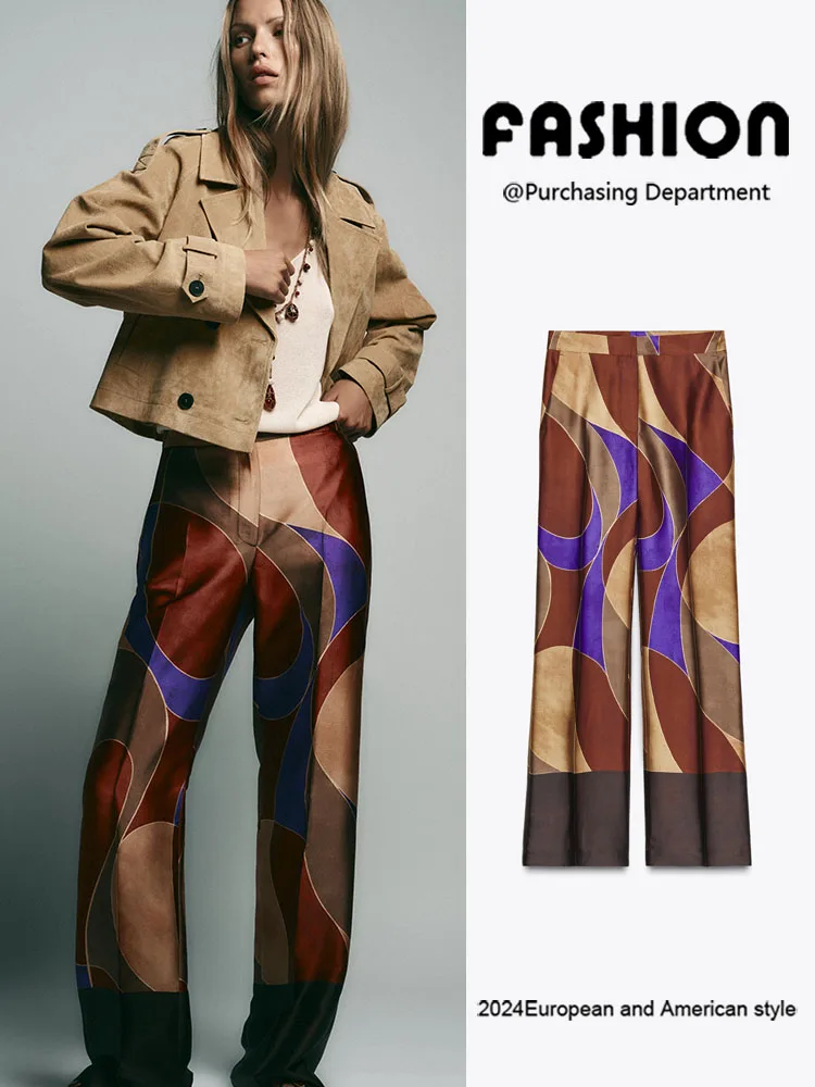 

Faionable All-Match Slimming Comfortable Printed Silk Women's Long Pants New Arrival Autumn Collection 2025 Trendy Ladies' ...