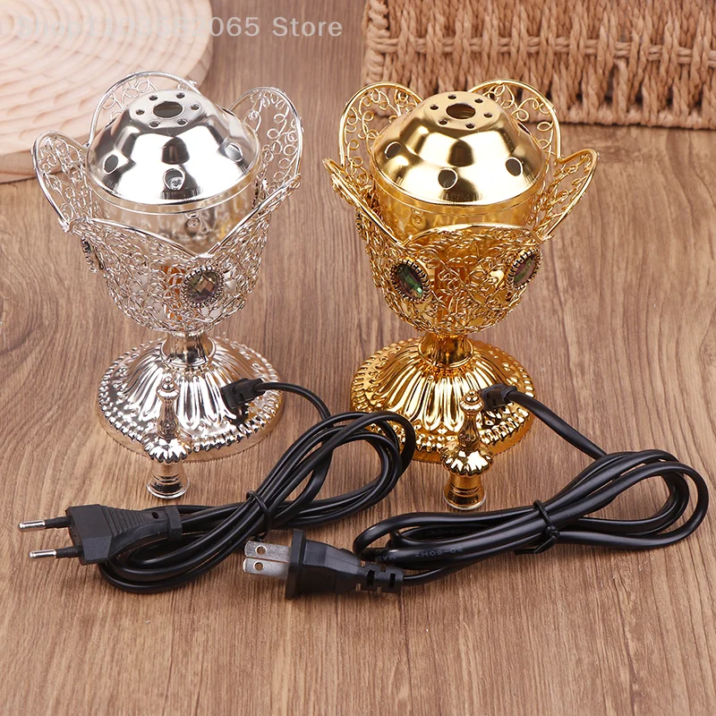 Electric Incense Burner Metal Burner Middle East Church Electric Censer Vintage Sandalwood Burner For Indoor (EU Plug)