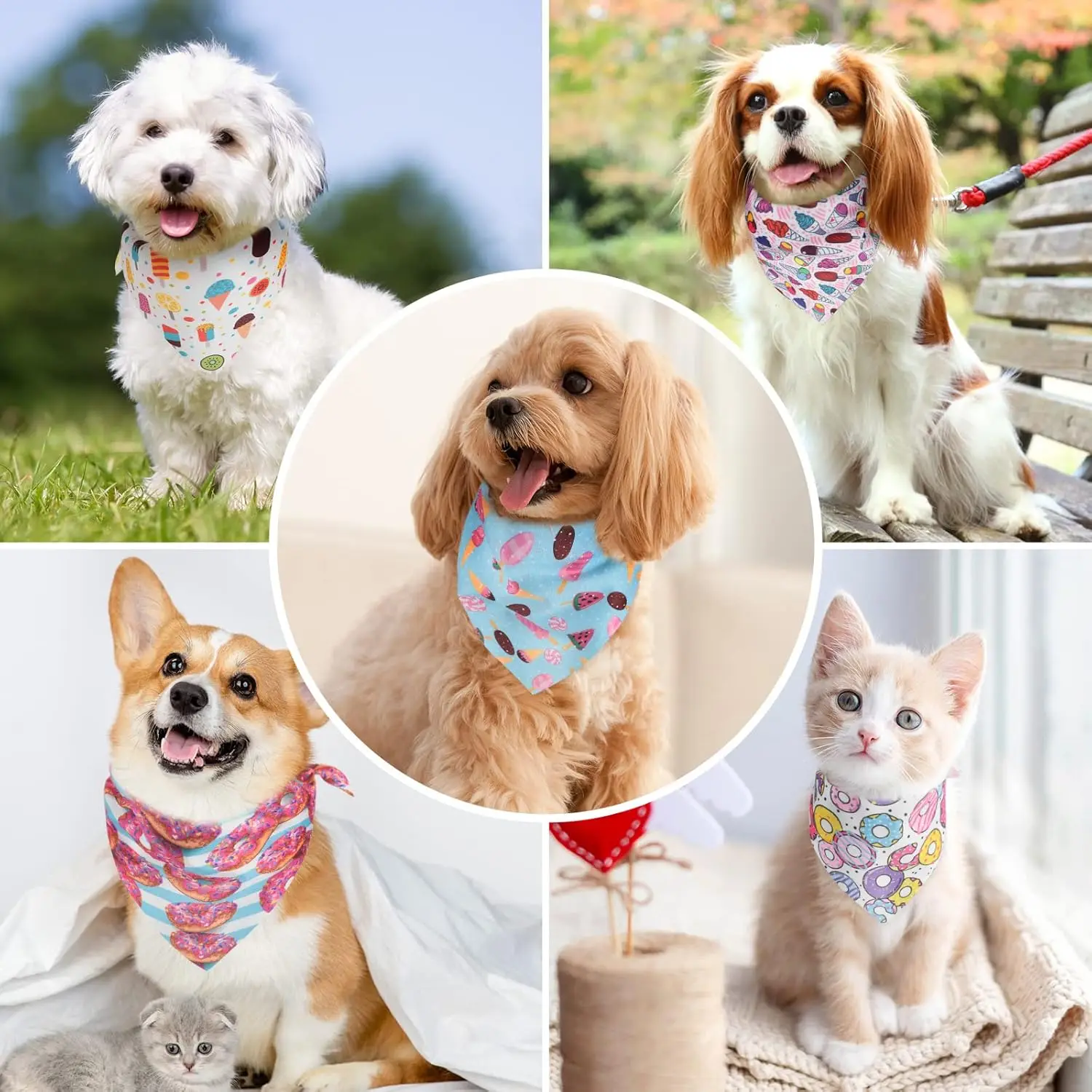 27-teiliges Hunde-Bandana, großes Donut-Haustier-Bandana, Sommer, niedliche dreieckige Lätzchen, Schal, Hunde-Kopftuch für kleine und mittelgroße Hunde – Detail 5