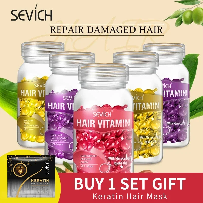 

Keratin Complex Oil Hair Vitamin Capsule Set Moroccan Hair Care Oil Smooth Repair Damaged Hair Treatment Serum