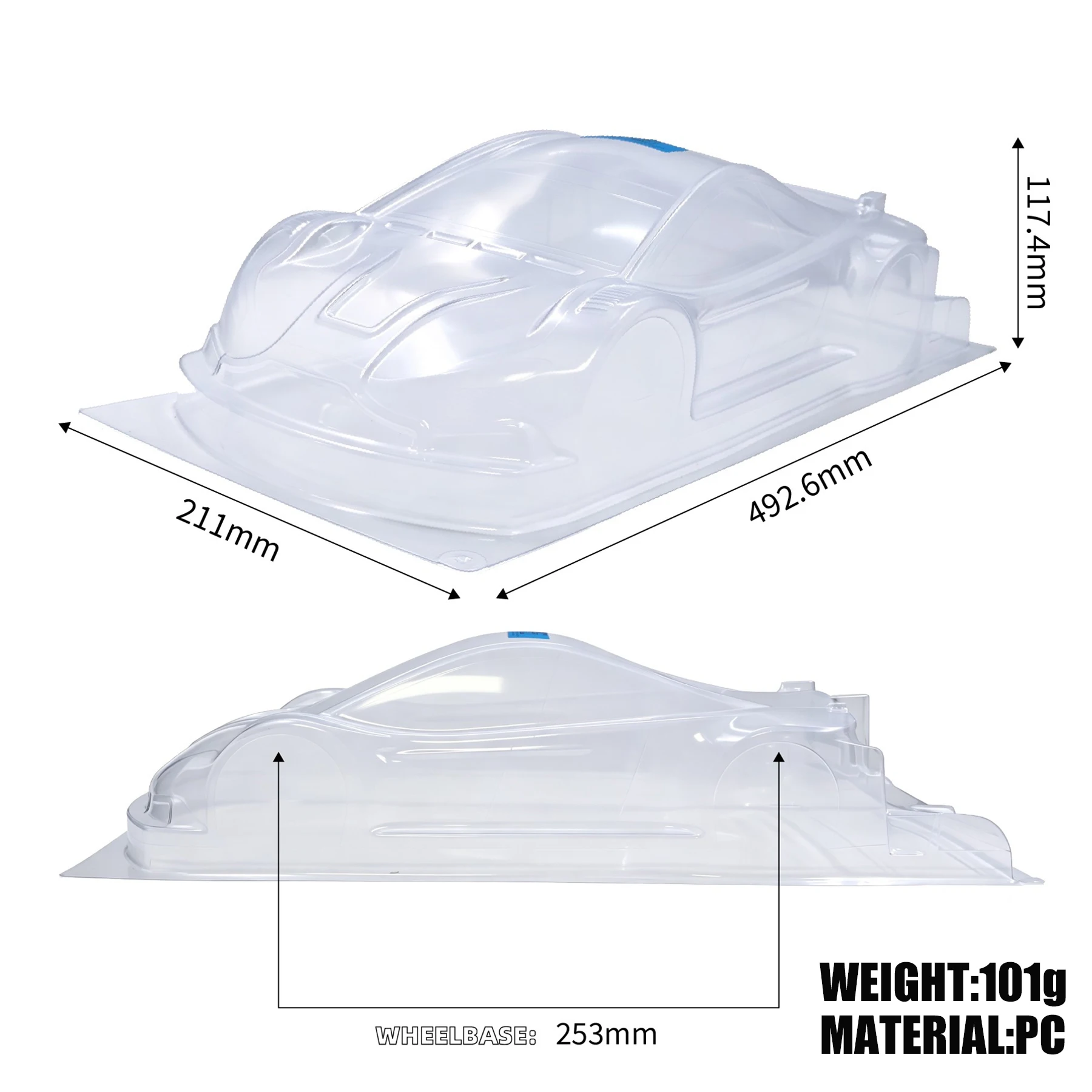 1/10 Unpainted Clear Drift Car Body Shell With Decorative Decals Requires Manual Hole Cutting for 1:10 Rally Street Chassis Part