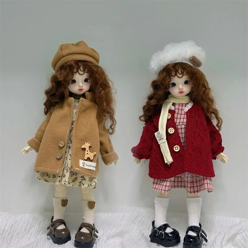 

BJD doll clothes suitable for 1/6 size Trench coat dress hat clothes set doll accessories (4/5 points)