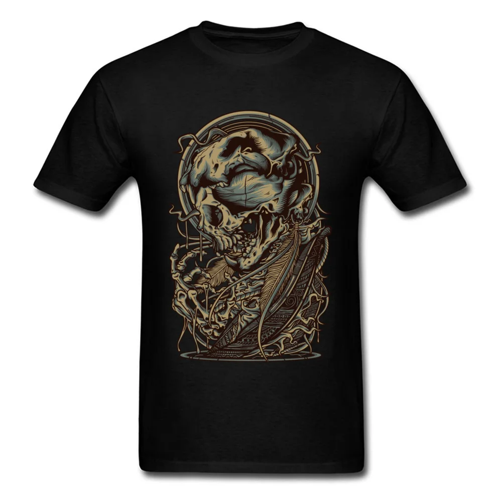 Black Design Short Sleeve Discount T Shirts for Men O-Neck 100% Cotton Tops Shirts Geek T-Shirt Curse Skull Rock Tshirts Custom #1
