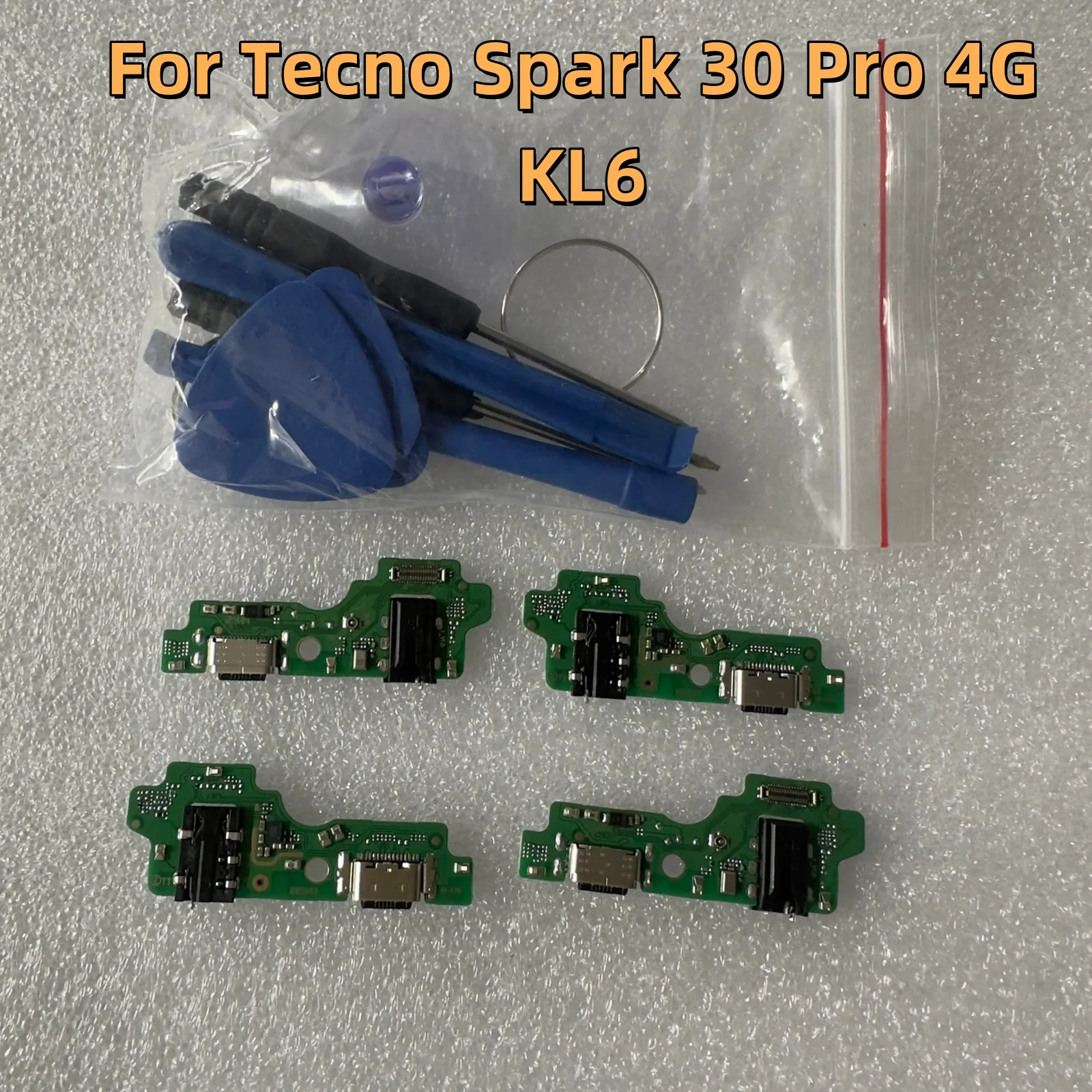 For Tecno Spark 30 Pro 4G KL6 Charging Port Board with iC Dock Connector Charger USB Charging Port Flex Cable+ Tools Replacement