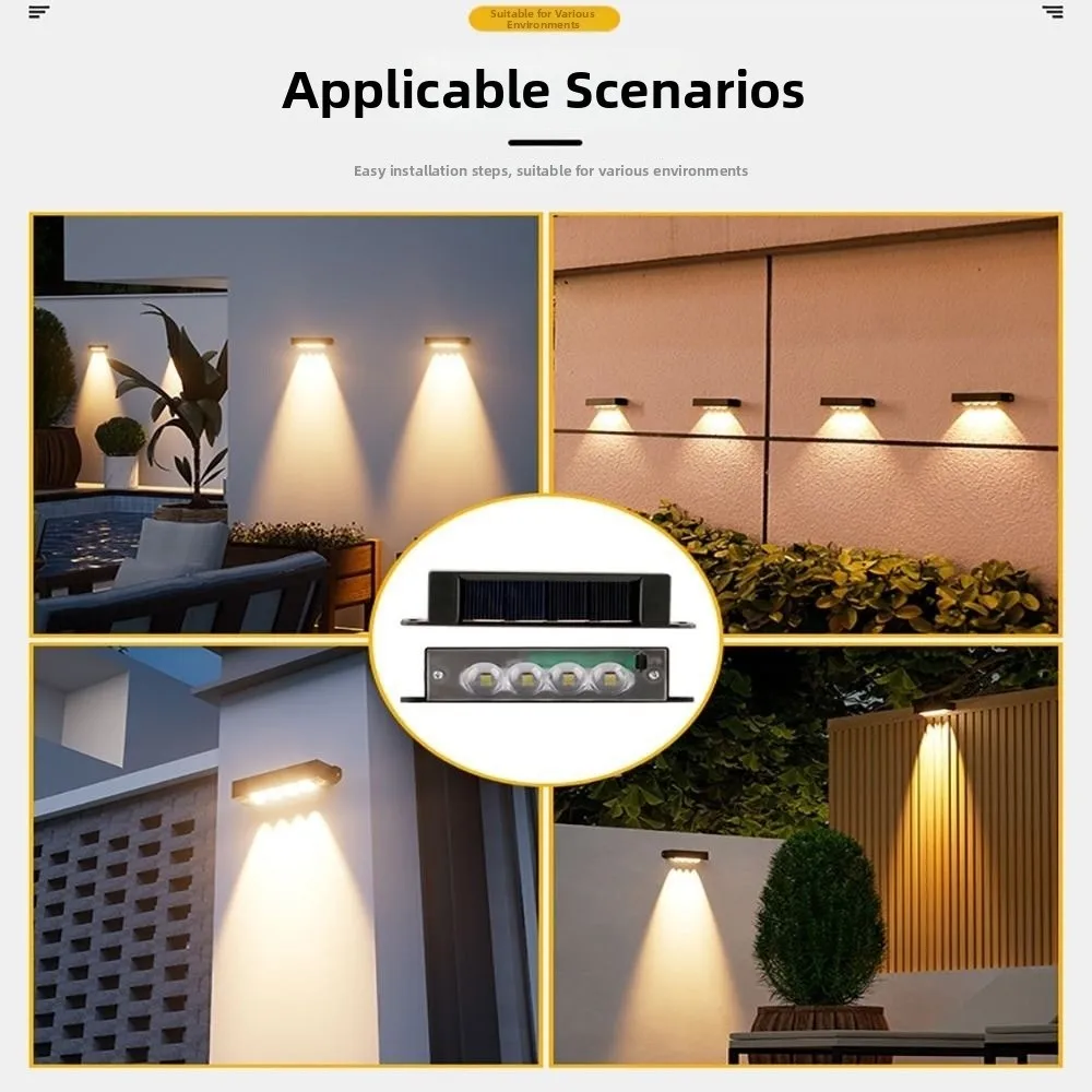 LED Solar Garden Lights Black Shell 1/2/3/4 Lamps Solar Pathway Lights Decorative Solar Charging Solar Step Lighting Pathway