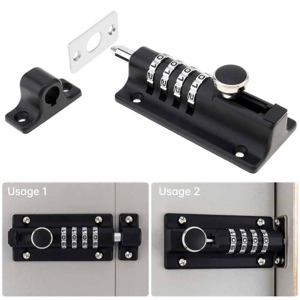 Anti-Rust Digital Deadbolt Lock 4 Digit Pin Code Anti-theft Password Padlock Safety No Drilling Keyless Door Catch