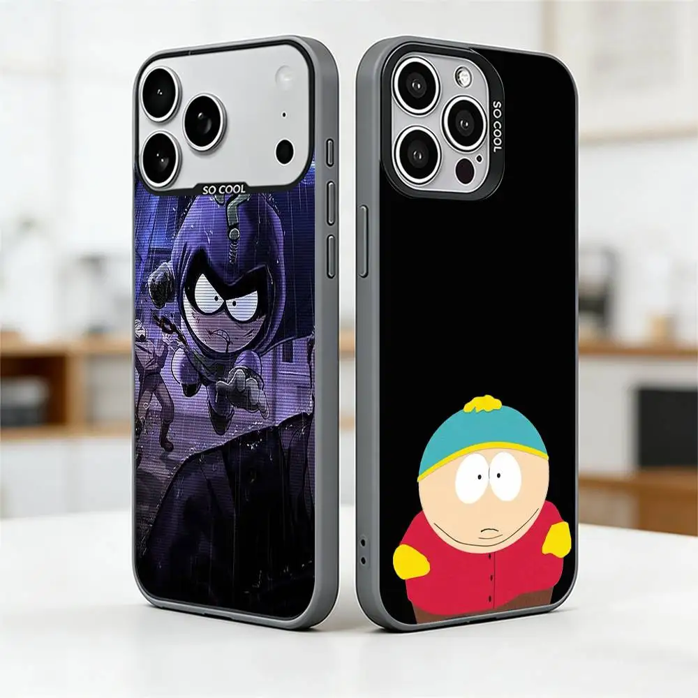 

Cartoon S-Souths P-Park Phone Case For iPhone 17,16,15,14,13,12,11 Plus,Pro Max,XS,Colored Silver Plated Inside Cover