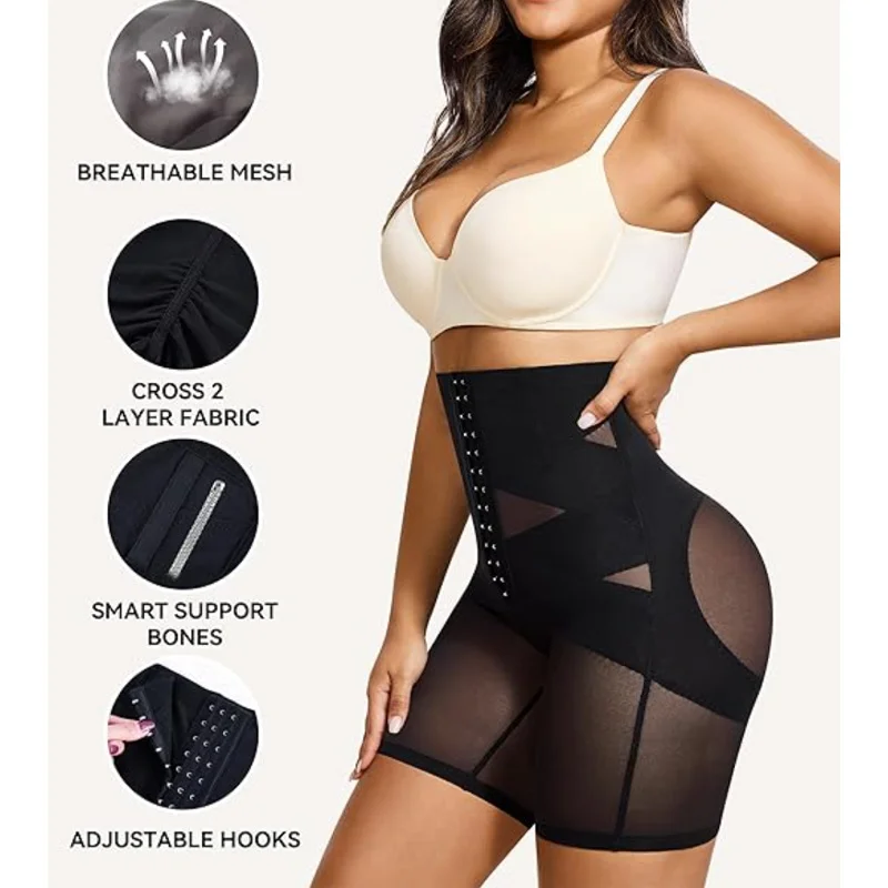 Dimmkof супер эластичные эластичные трусики с контролем живота, формирователь с высокой талией, короткие трусы для похудения, сетчатые дышащие трусы для подтяжки ягодиц