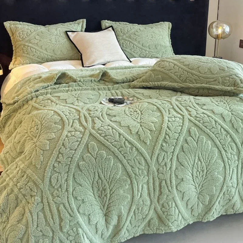 European Style 3D Floral Printed Blanket Adult Thick Coral Fleece Blanket in Winter Warm Easy To Maintain Air Conditioning Quilt
